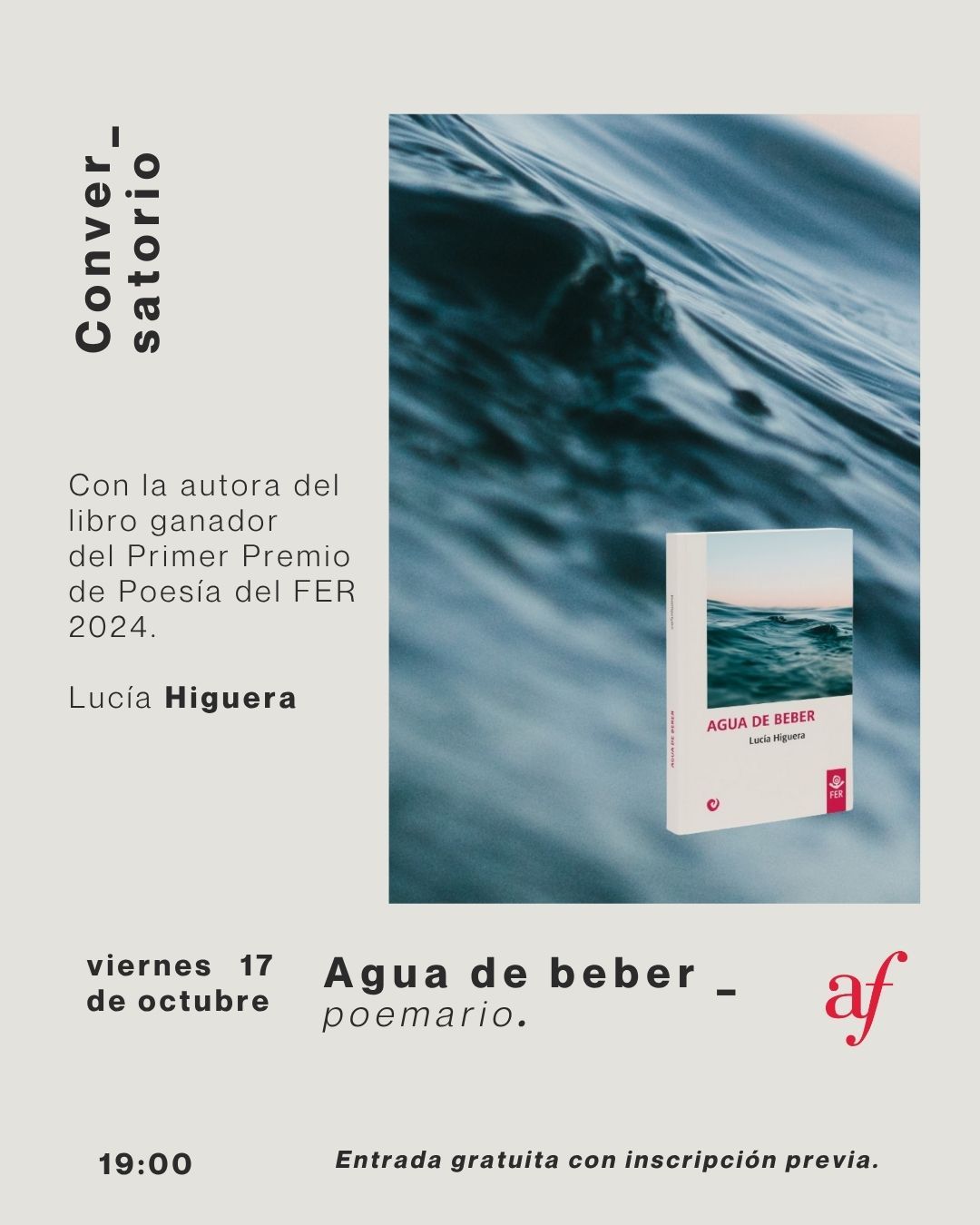 Conversatorio con la autora del poemario Agua de Beber